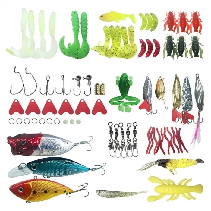 İpek Yıldızı® 78 Parça Sahte Olta Yemleri ve Balık Tutma Aksesuarı Seti