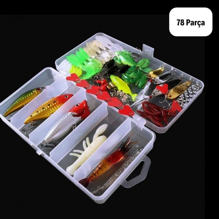İpek Yıldızı® 78 Parça Sahte Olta Yemleri ve Balık Tutma Aksesuarı Seti