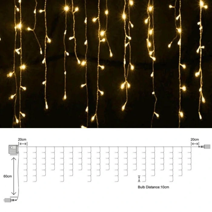İpek Yıldızı® 8 Fonksiyonlu 16 Saçaklı Perde Led 3 x 1 (Günışığı)