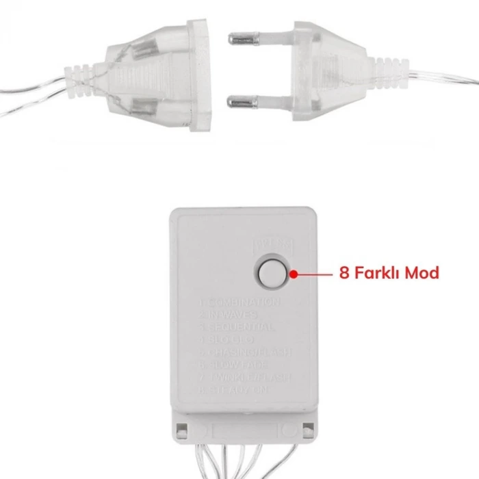 İpek Yıldızı® 8 Fonksiyonlu 16 Saçaklı Perde Led 3 x 1 (Günışığı)