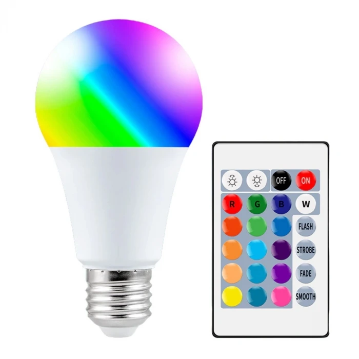 İpek Yıldızı® 9w Uzaktan Kumandalı 15 Farklı Renk Seçenekli Led Ampul