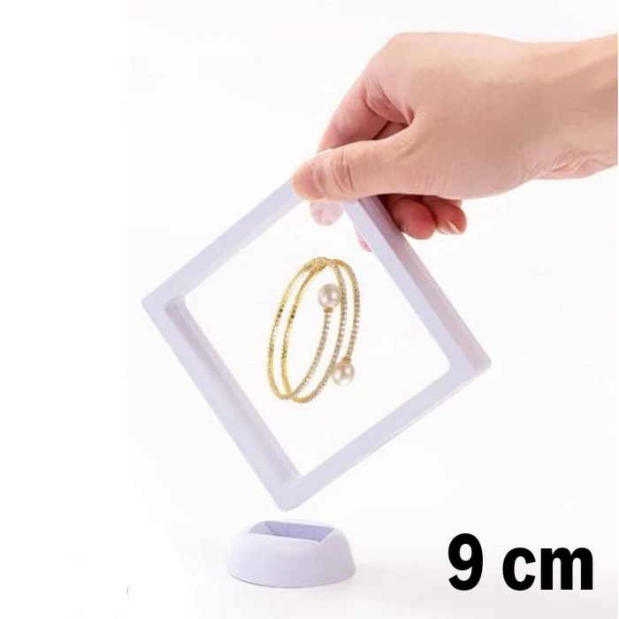 İpek Yıldızı® 9x9 cm Standlı 3D Takı Ziynet Hatıra Koleksiyon Saklama Kutusu Şeffaf Film Çerçevesi