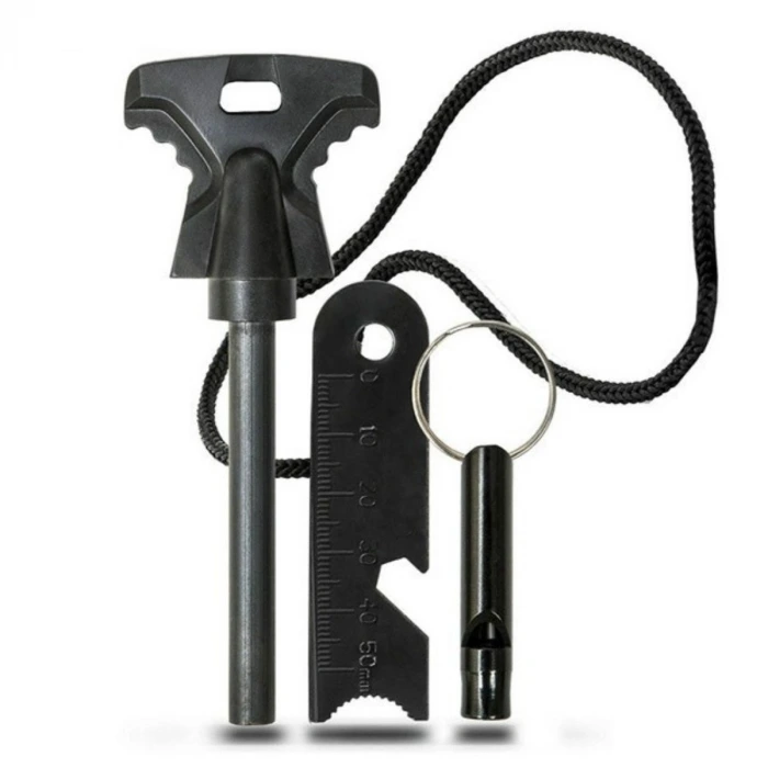 İpek Yıldızı® Acil Durum Magnezyum Çubuk Çakmaktaşı Hayatta Kalma Ateş Başlatıcı Çakmak Kiti Düdük Hediyel