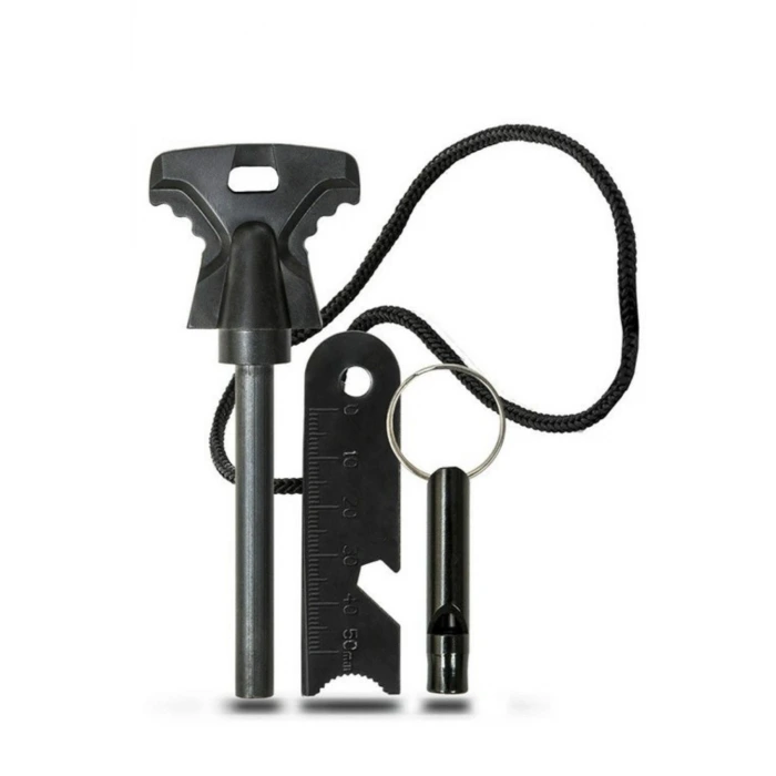 İpek Yıldızı® Acil Durum Magnezyum Çubuk Çakmaktaşı Hayatta Kalma Ateş Başlatıcı Çakmak Kiti Düdük Hediyel