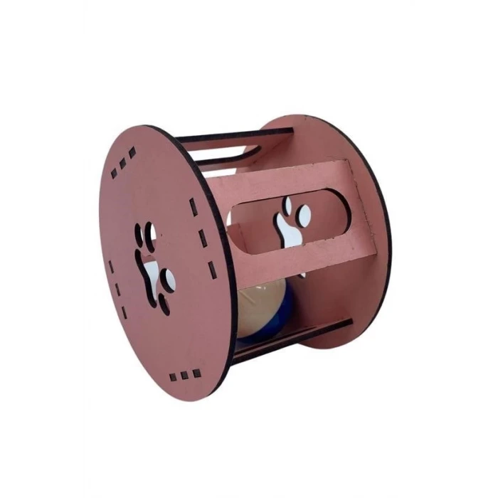 İpek Yıldızı® Ahşap Kafes Renkli Toplu Kedi Patisi Desenli Sesli Kedi Oyuncağı