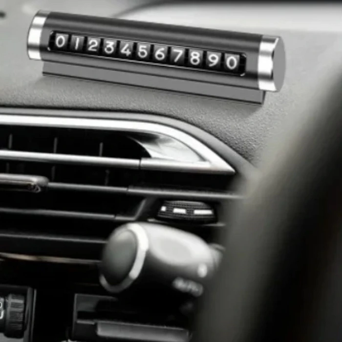 İpek Yıldızı® Alüminyum Kasa Siyah Renk Çevirmeli Araç Içi Telefon Numaratörü Park Oto Numaratörü