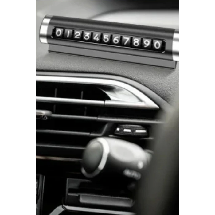 İpek Yıldızı® Alüminyum Kasa Siyah Renk Çevirmeli Araç Içi Telefon Numaratörü Park Oto Numaratörü