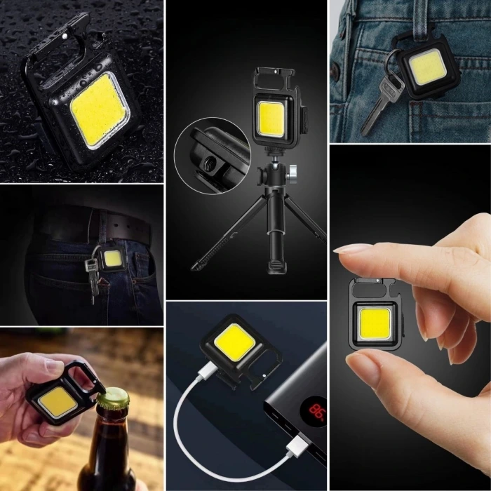 İpek Yıldızı® Anahtarlıklı, Açacaklı,Güçlü Mıknatıslı 3 Farklı Led Modlu Mini Boy Asılabilen Led Kamp Aydınlatması,El Feneri