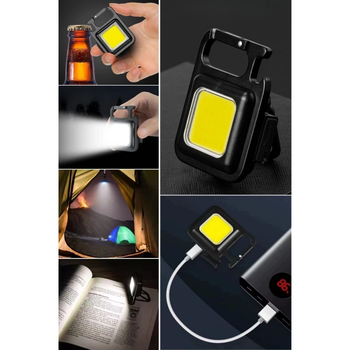 İpek Yıldızı® Anahtarlıklı, Açacaklı,Güçlü Mıknatıslı 3 Farklı Led Modlu Mini Boy Asılabilen Led Kamp Aydınlatması,El Feneri