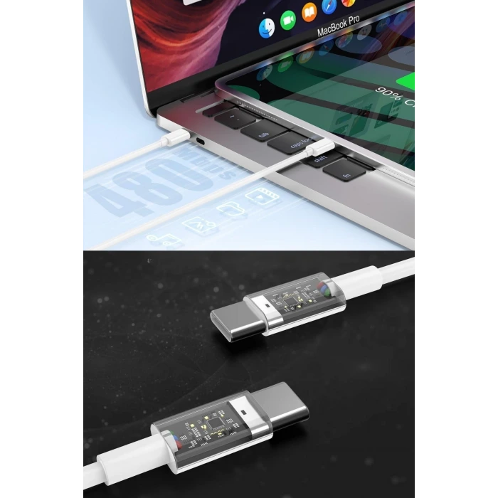 İpek Yıldızı® Apple 15/15 Pro Type-C to Type-C Hasır Örgü Hızlı Şarj Kablosu (1m)
