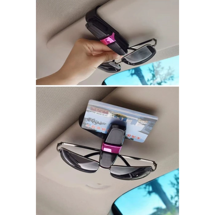 İpek Yıldızı® Araç İçi Güneşliğe Takılan 2li Gözlük,Kart,Para Takmalık Aparat