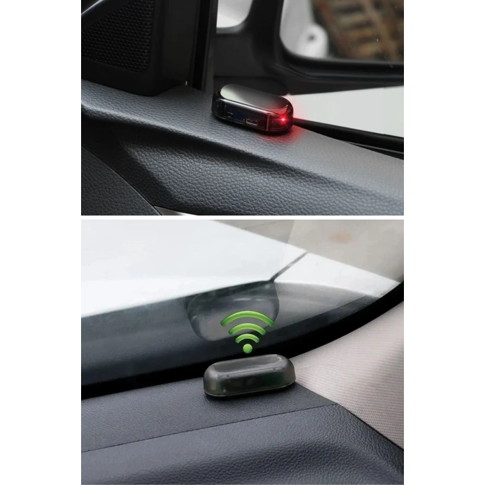 İpek Yıldızı®  Araç İçin Caydırıcı Solar Enerji İle Şarj Olan  Güçlü Yapışkanlı Işıklı Plastik Mini Sahte Alarm