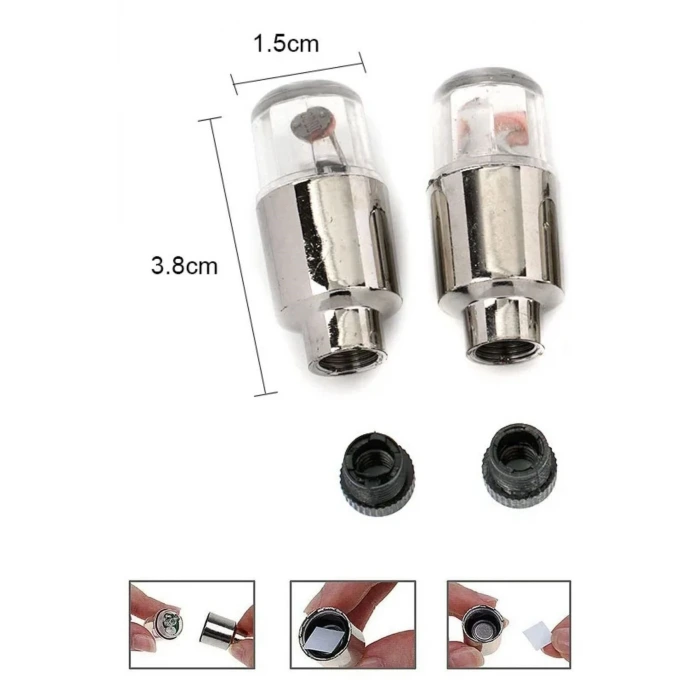 İpek Yıldızı® Araç ve Bisiklet İçin 2’li Mavi LED Hava Valfi Işık Kapakları–Gece Parlayan Lastik Lambası Sibop Kapağı