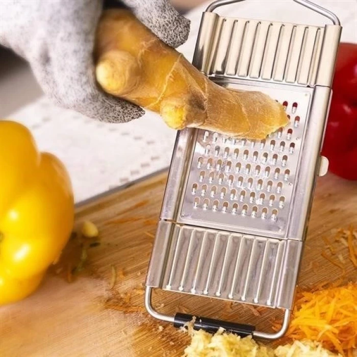 İpek Yıldızı® Ayarlanabilir 3 Farklı Başlıklı Tutmalı Sebze Dilimleyici Peynir Rendeleyici Aparat