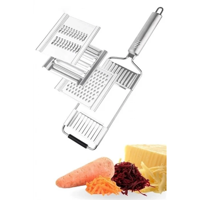 İpek Yıldızı® Ayarlanabilir 3 Farklı Başlıklı Tutmalı Sebze Dilimleyici Peynir Rendeleyici Aparat