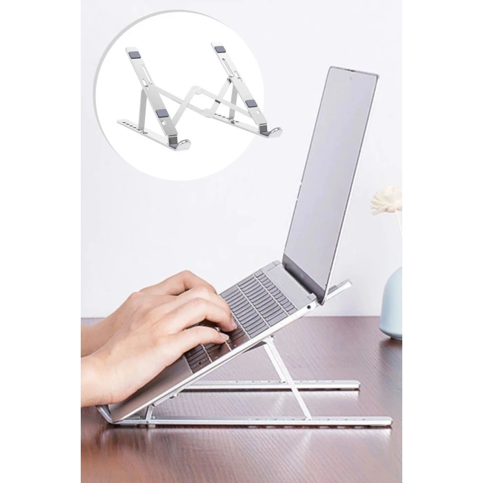 İpek Yıldızı® Ayarlanabilir Dizüstü Destek Tabanı Tamamen Katlanabilir Taşınabilir Laptop Yükseltici