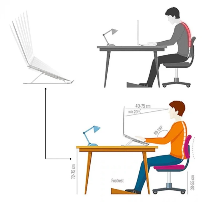 İpek Yıldızı® Ayarlanabilir Dizüstü Destek Tabanı Tamamen Katlanabilir Taşınabilir Laptop Yükseltici