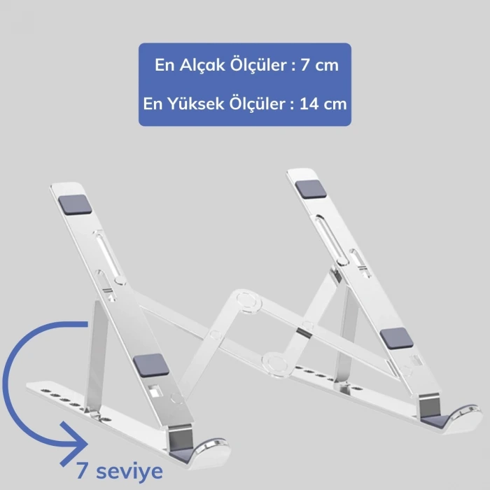İpek Yıldızı® Ayarlanabilir Dizüstü Destek Tabanı Tamamen Katlanabilir Taşınabilir Laptop Yükseltici