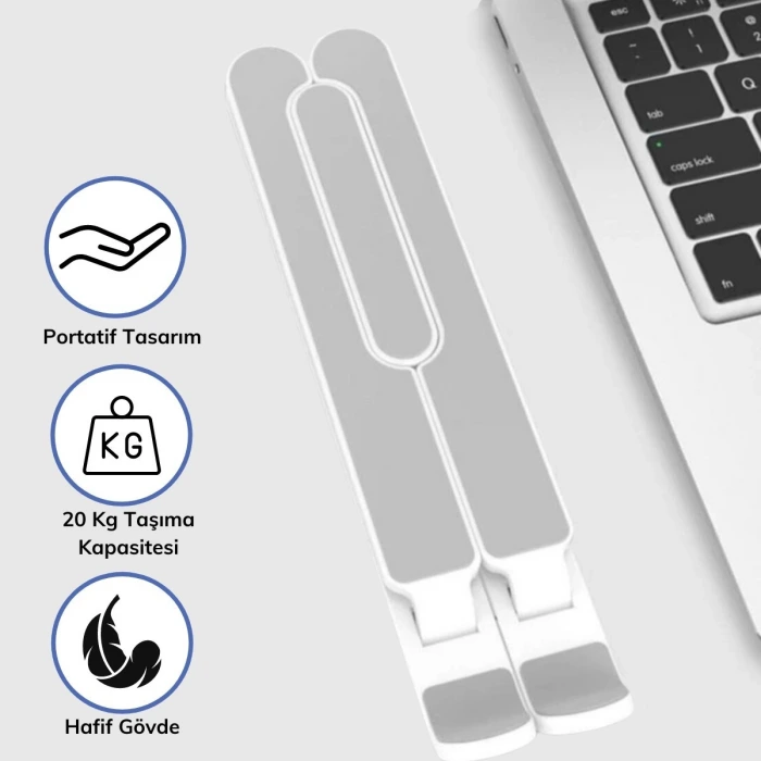 İpek Yıldızı® Ayarlanabilir Plastik Dizüstü Destek Tabanı Katlanabilir Taşınabilir Laptop Sehpası Yükselti