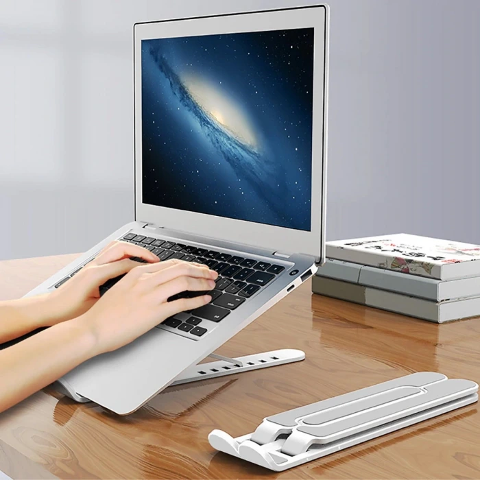 İpek Yıldızı® Ayarlanabilir Plastik Dizüstü Destek Tabanı Katlanabilir Taşınabilir Laptop Sehpası Yükselti