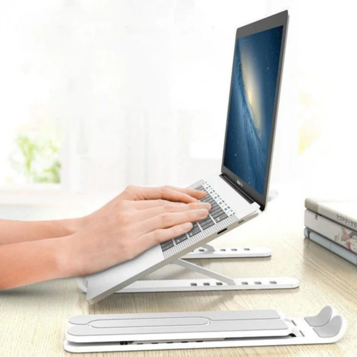 İpek Yıldızı® Ayarlanabilir Plastik Dizüstü Destek Tabanı Katlanabilir Taşınabilir Laptop Sehpası Yükselti