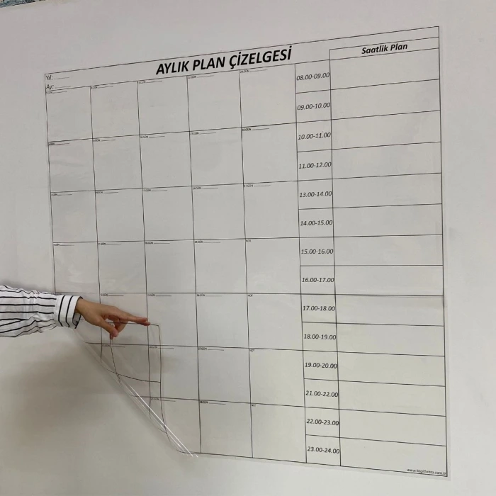 İpek Yıldızı® Aylık Planlayıcı Manyetik Duvar Stickerı Takvim Plan Çizelgesi