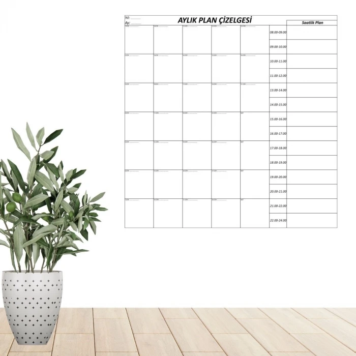 İpek Yıldızı® Aylık Planlayıcı Manyetik Duvar Stickerı Takvim Plan Çizelgesi