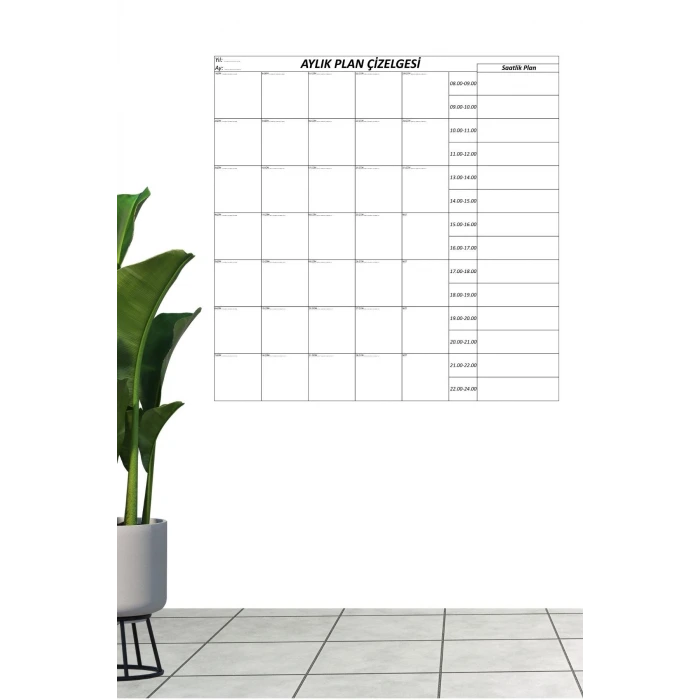 İpek Yıldızı® Aylık Planlayıcı Manyetik Duvar Stickerı Takvim Plan Çizelgesi