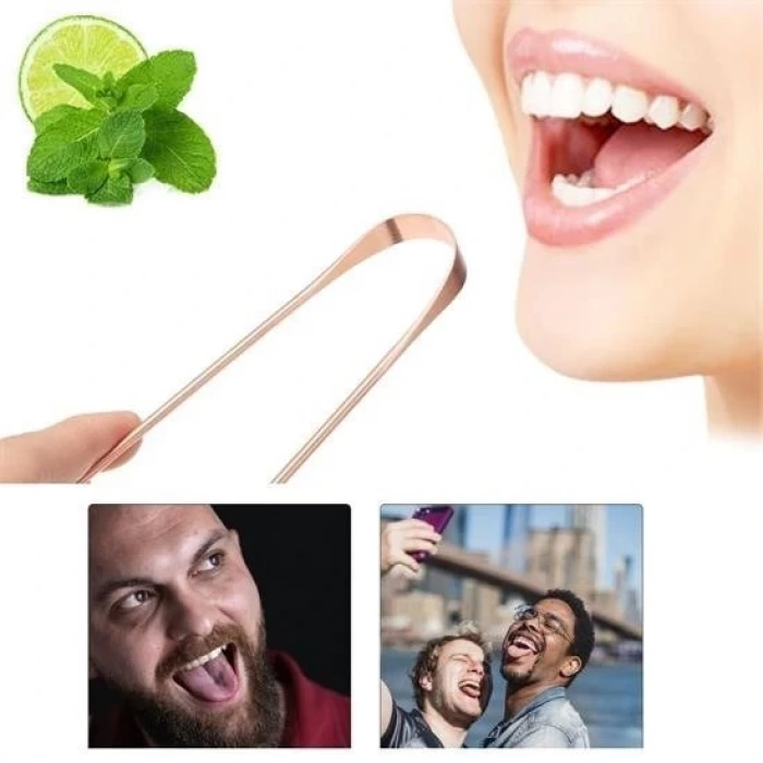 İpek Yıldızı® Bakır Oil Pulling Yağ Çekme Dil Plak Temizleme Aleti Dil Fırçası Sıyırıcı Dil Kaşığı