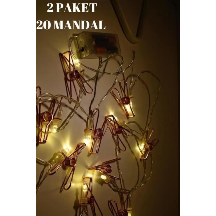 İpek Yıldızı® Bakır Renkli Led Işıklı Fotoğraf Asma Işık Süsleme Mandalları