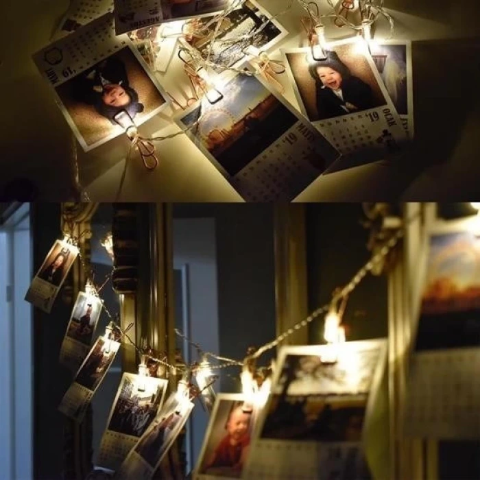 İpek Yıldızı® Bakır Renkli Led Işıklı Fotoğraf Asma Işık Süsleme Mandalları