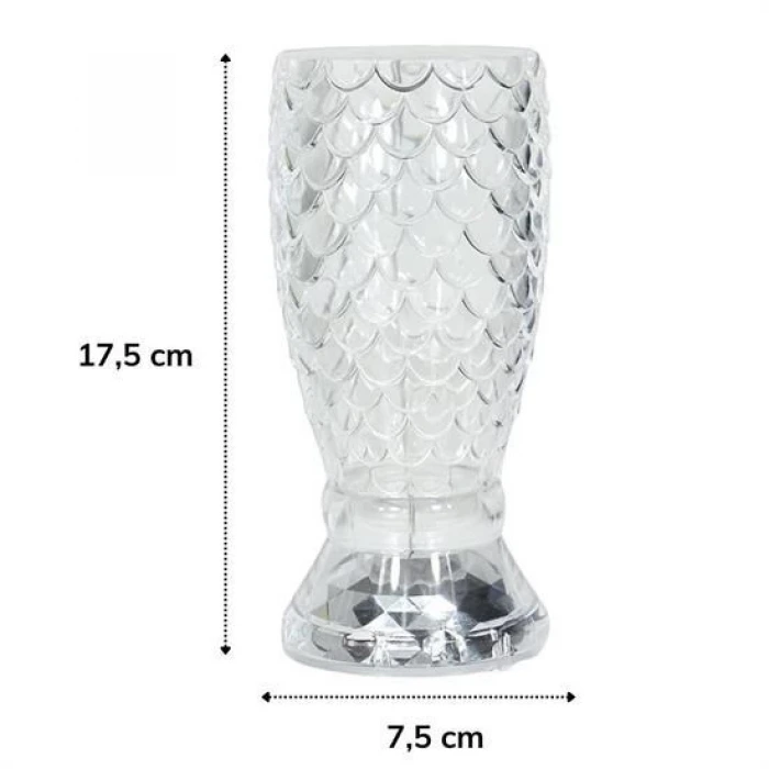 İpek Yıldızı® Balık Süzgeç Model USB Şarjlı Kumandalı 16Farklı Işık Modlu Masa Üstü Kristal Akrilik Led