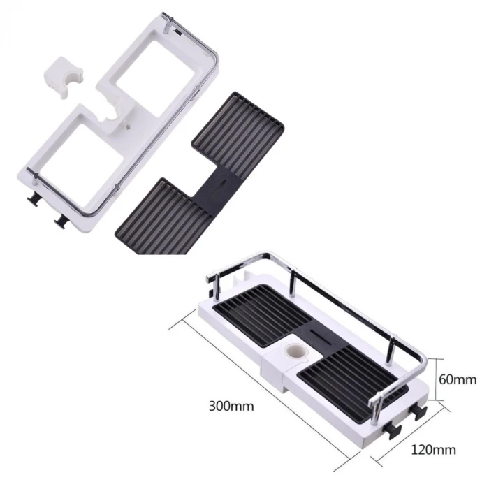 İpek Yıldızı® Banyo Direğine Asılabilir Köşelik Şampuanlık Sabunluk Çift Askılı Düzenleyici Raf Paslanmaz