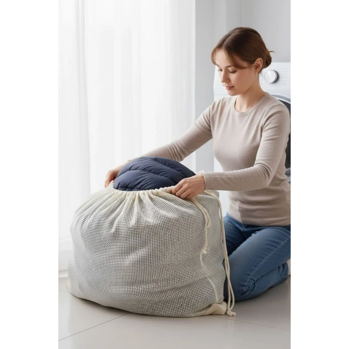 İpek Yıldızı® Battal Boy 120x150 cm Mont ve perde Yıkama Filesi–Extra Büyük, Dayanıklı, Nefes Alabilir Çamaşır Koruma Torbası