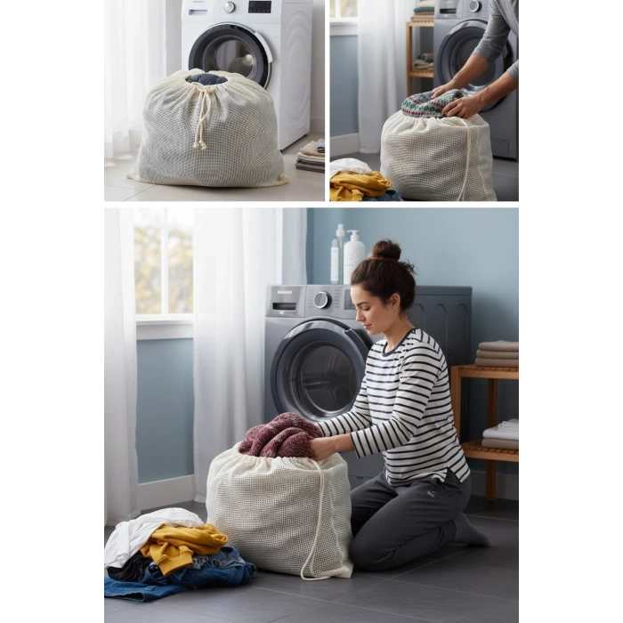 İpek Yıldızı® Battal Boy 120x150 cm Mont ve perde Yıkama Filesi–Extra Büyük, Dayanıklı, Nefes Alabilir Çamaşır Koruma Torbası