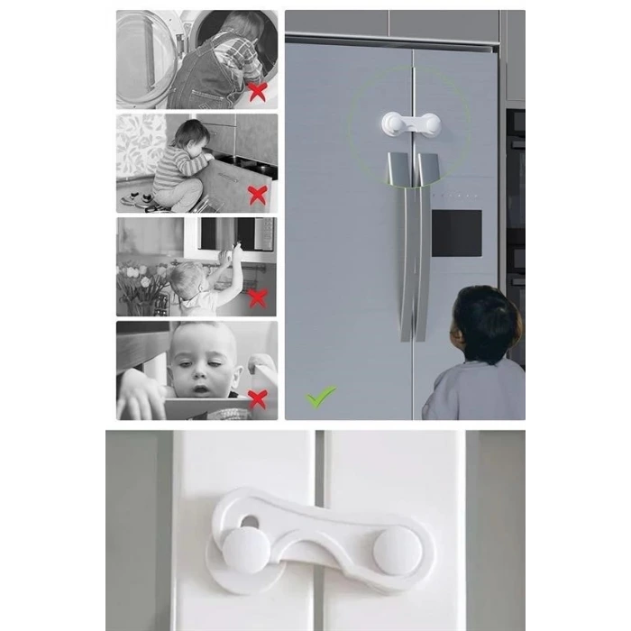 İpek Yıldızı® Bebek Çocuk Güvenliği Çekmece ve Dolap İçin Kendiliğinde Yapışkanlı Vidasız Kapak Kilidi