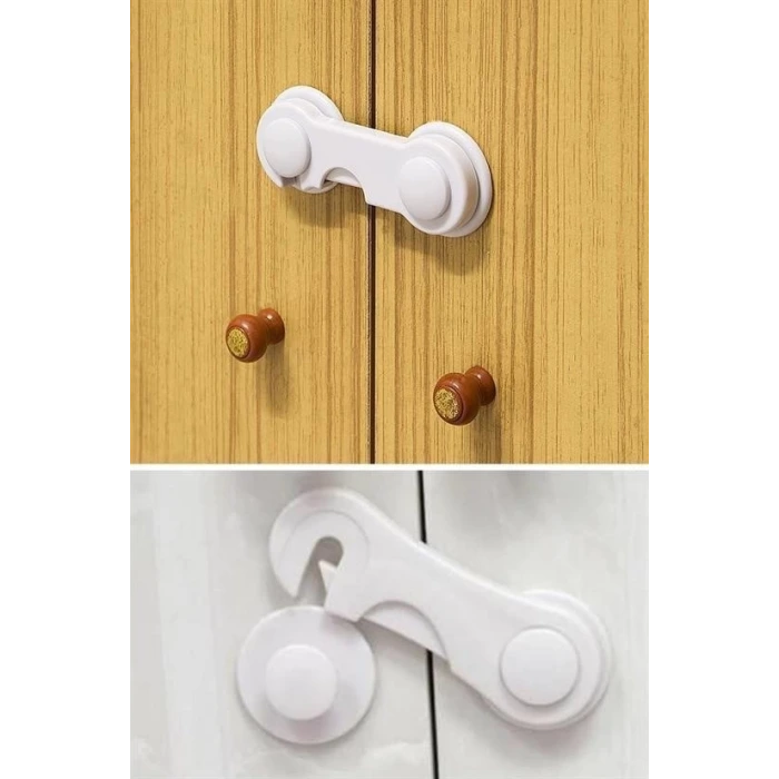 İpek Yıldızı® Bebek Çocuk Güvenliği Çekmece ve Dolap İçin Kendiliğinde Yapışkanlı Vidasız Kapak Kilidi
