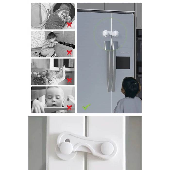 İpek Yıldızı® Bebek Çocuk Güvenliği Çekmece ve Dolap İçin Kendiliğinde Yapışkanlı Vidasız Kapak Kilidi