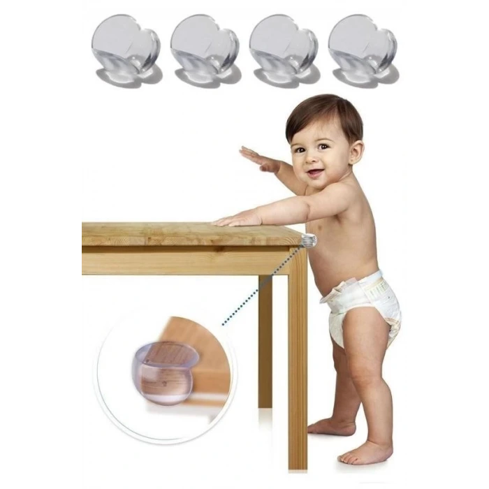 İpek Yıldızı® Bebek Çocuk Yumuşak ve Esnek Dairesel Şeffaf Yapışkanlı Güvenlik Köşe Koruyucu (4 Adet)