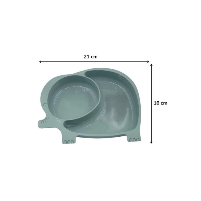 İpek Yıldızı® Bebek ve Çocuk için Sevimli Fil Model Desenli Yemek Bebek Mama Kabı Bölmeli Tabak