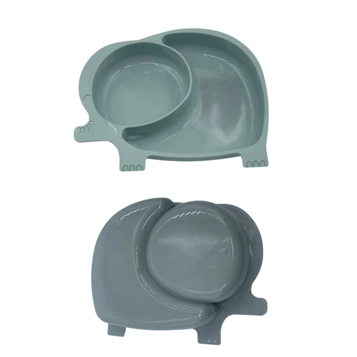 İpek Yıldızı® Bebek ve Çocuk için Sevimli Fil Model Desenli Yemek Bebek Mama Kabı Bölmeli Tabak