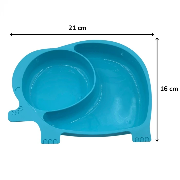 İpek Yıldızı® Bebek ve Çocuk için Sevimli Fil Model Desenli Yemek Bebek Mama Kabı Bölmeli Tabak