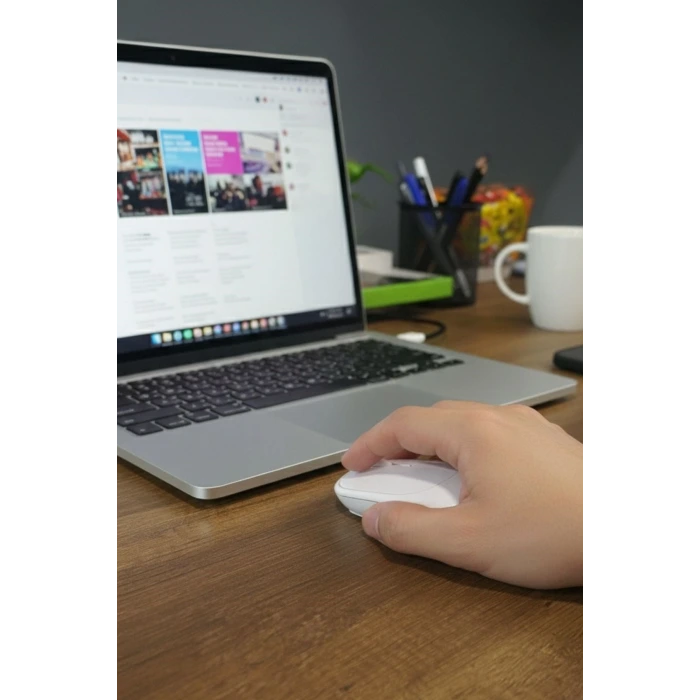 İpek Yıldızı® Beyaz Renkli Ergonomik Sessiz Kablosuz Mouse – USB Alıcılı, Ofis ve Oyun İçin Konforlu Bilgisayar Faresi MS6310