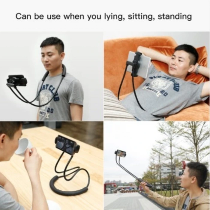 İpek Yıldızı® Boyuna Asılan Ergonomik 360 Derece Cep Telefonu Tutucu Stand