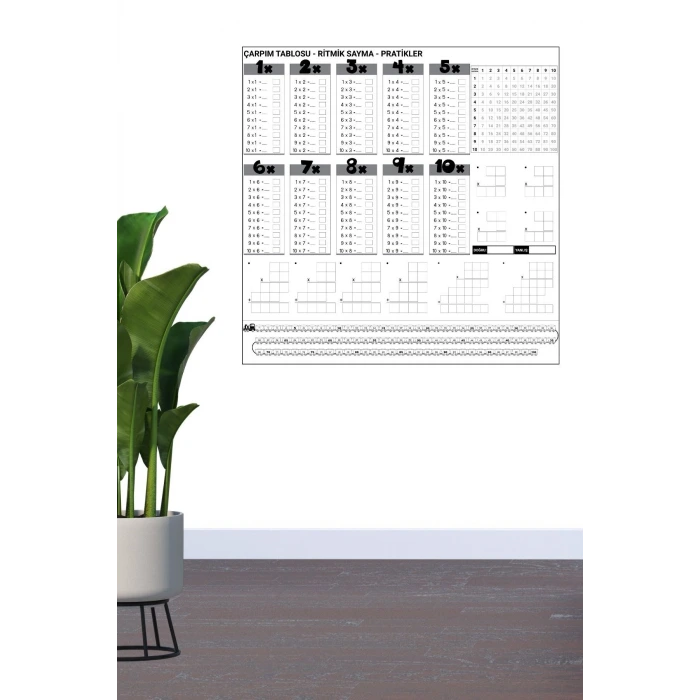 İpek Yıldızı® Çarpım Tablosu Ezberleme Manyetik Duvar Stickerı 105 x 100 cm