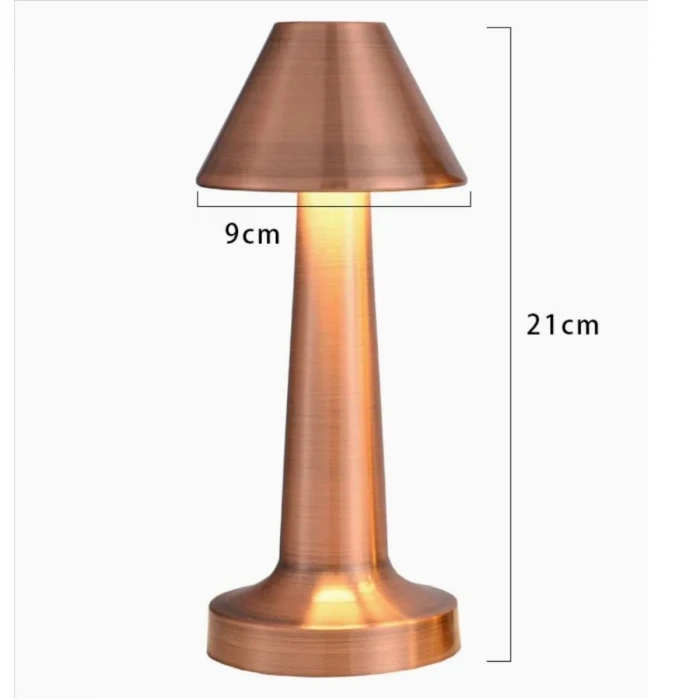 İpek Yıldızı® Çatı Model Bronz Renk Şarjlı Dokunmatik 3 Renkli LED Masa Lambası