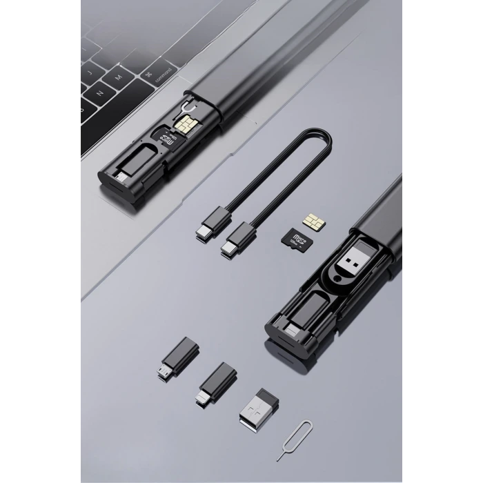 İpek Yıldızı® Cep Tipi 60W Bas Aç Type-C,İphone Şarj,Micro USB Hızlı Şarj Data Kablo Seti