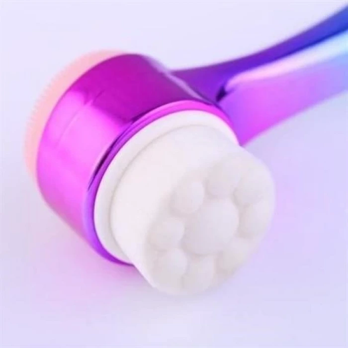 İpek Yıldızı® Çift İşlevli Renkli Cilt Yüz Temizleme Fırçası Peeling Masaj Etkili Gözenek Temizleyici Alet