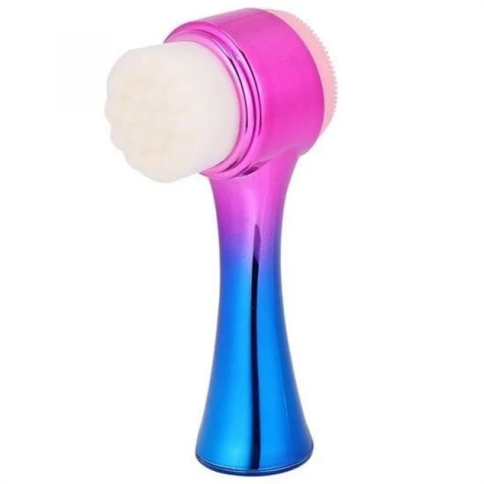 İpek Yıldızı® Çift İşlevli Renkli Cilt Yüz Temizleme Fırçası Peeling Masaj Etkili Gözenek Temizleyici Alet