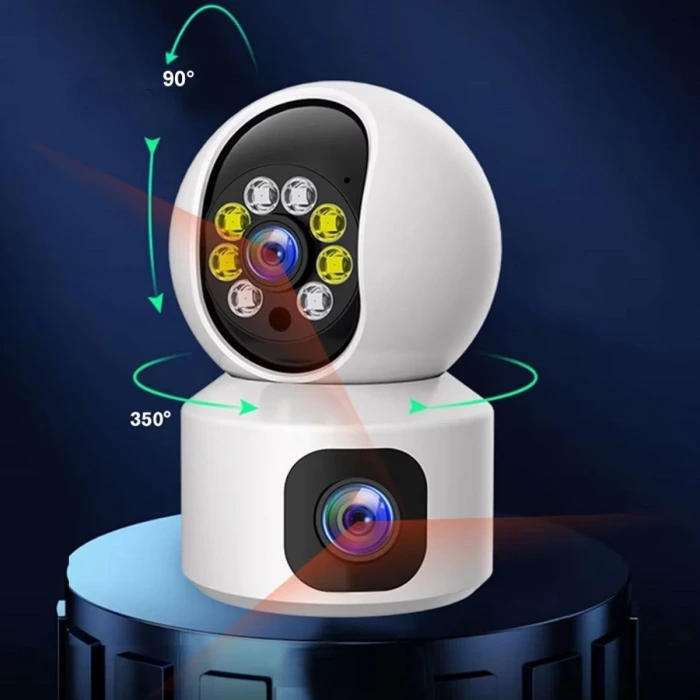 İpek Yıldızı® Çift Kameralı Wifi Bağlantılı Gece Görüşlü Ev Tipi Güvenlik Kamerası